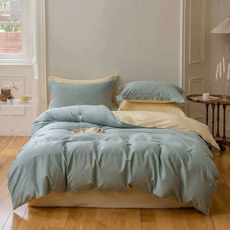 Cotton Satin Duvet Cover – reversible design, hidden zipper