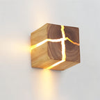 Cracked Wood Cube Wall Light