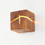 Cracked Wood Cube Wall Light