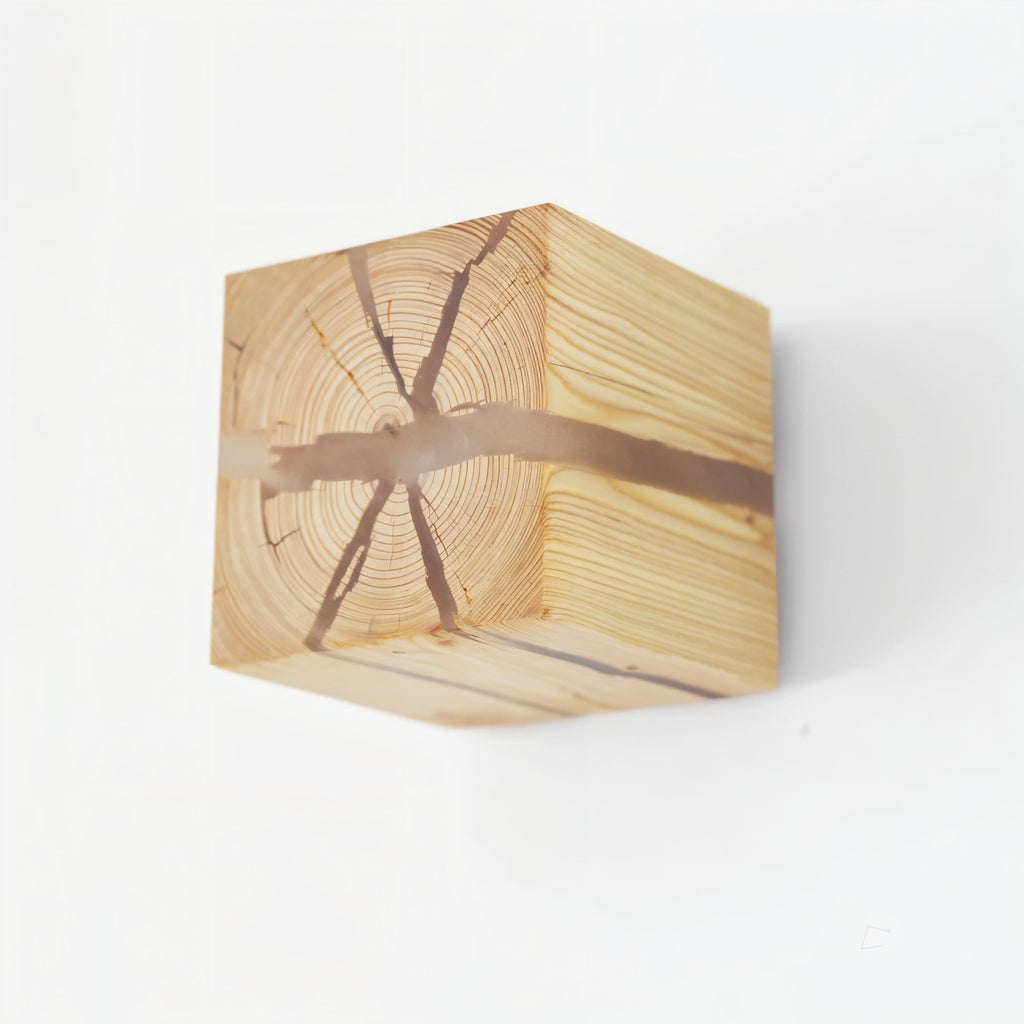 Cracked Wood Cube Wall Light