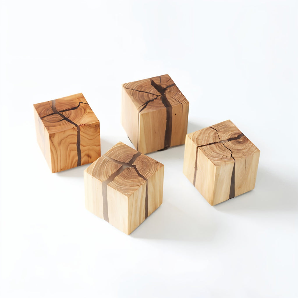 Cracked Wood Cube Wall Light