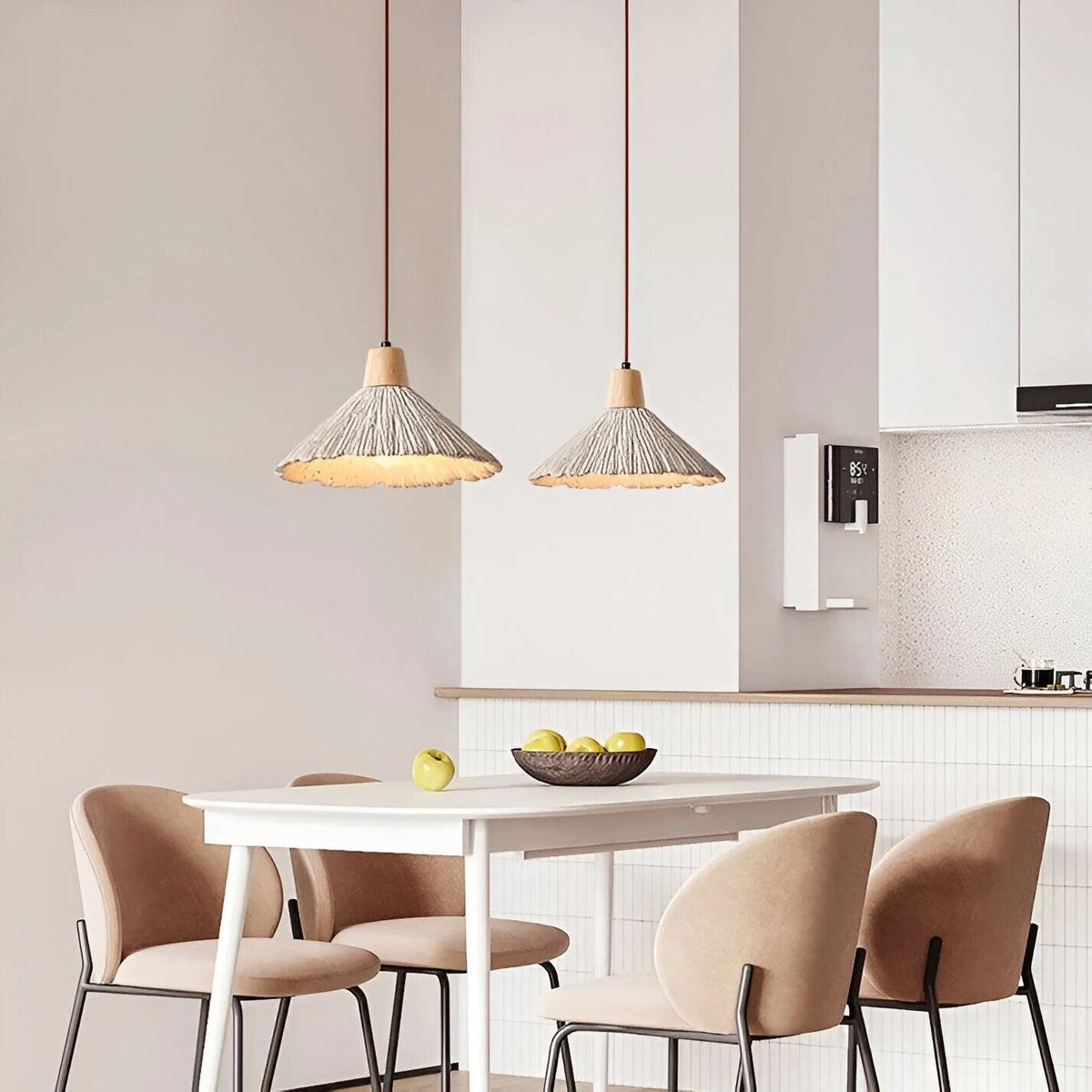 Cream Cement Pendant Light – wabi-sabi finish, warm light, E27 compatible