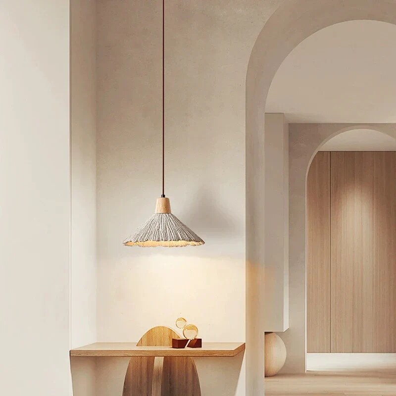 Cream Cement Pendant Light – wabi-sabi finish, warm light, E27 compatible