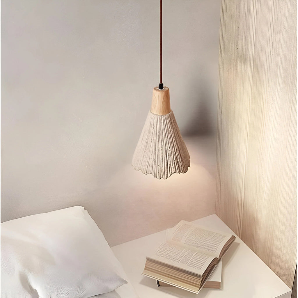 Cream Cement Pendant Light – wabi-sabi finish, warm light, E27 compatible