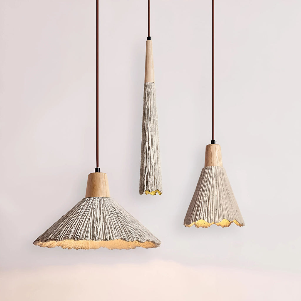 Cream Cement Pendant Light – wabi-sabi finish, warm light, E27 compatible