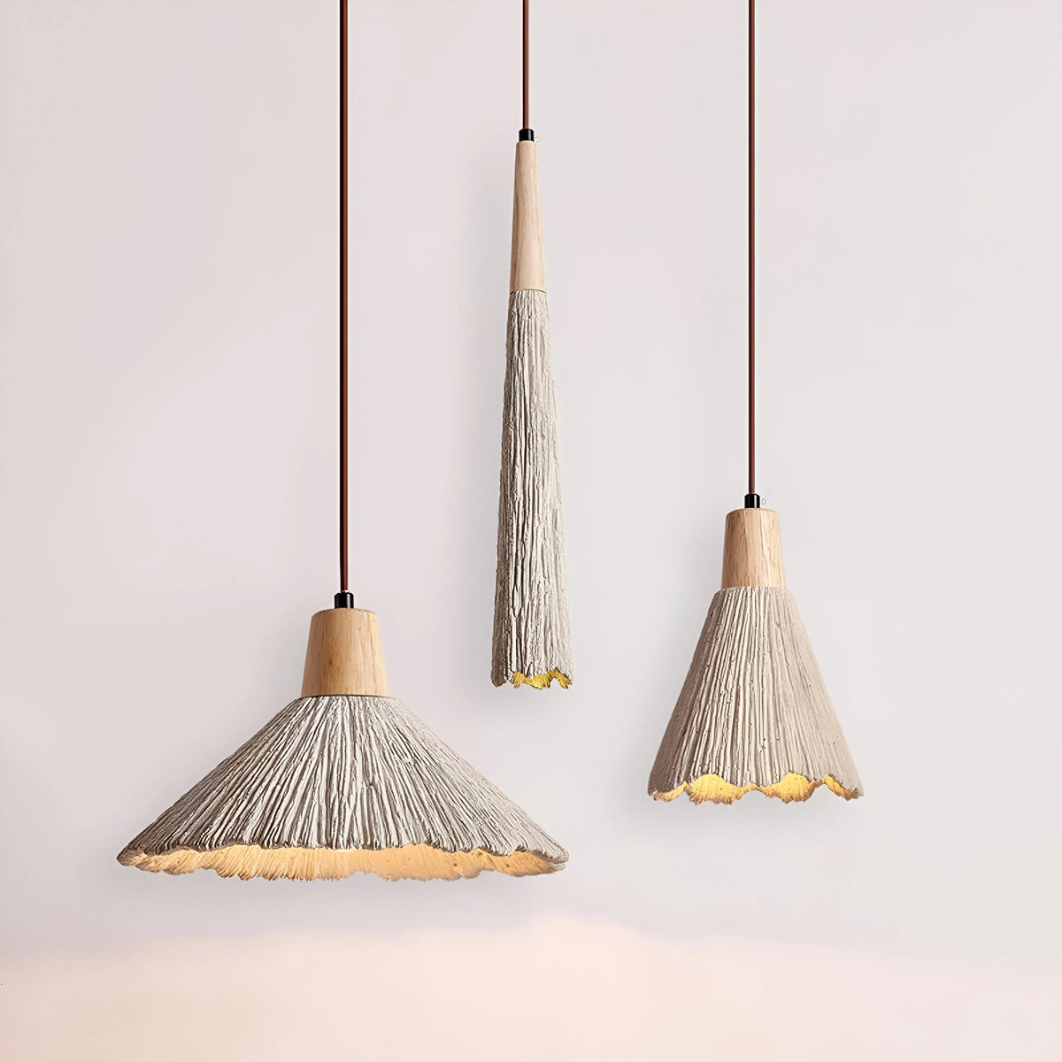 Cream Cement Pendant Light – wabi-sabi finish, warm light, E27 compatible