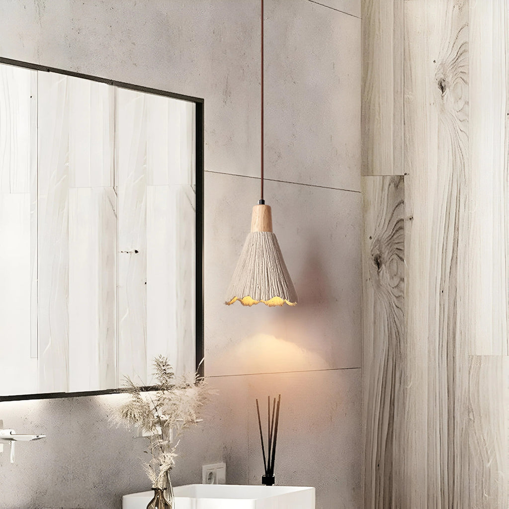 Cream Cement Pendant Light – wabi-sabi finish, warm light, E27 compatible