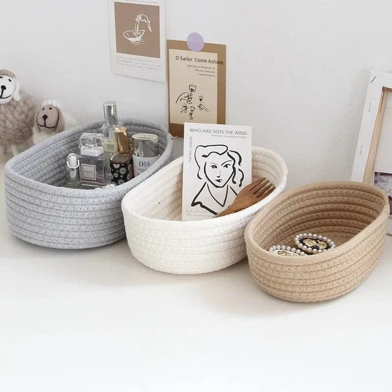 Crochet Bathroom Basket – hand-woven plant fibre, open weave, natural tones