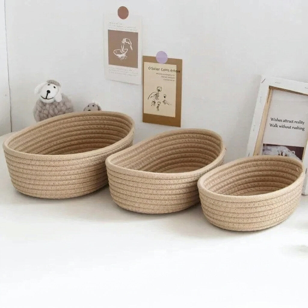 Crochet Bathroom Basket – hand-woven plant fibre, open weave, natural tones