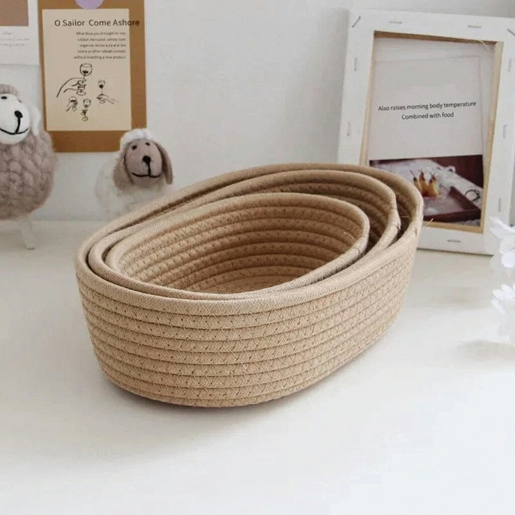 Crochet Bathroom Basket – hand-woven plant fibre, open weave, natural tones