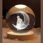 Crystal Ball Night Light – laser engraved, wooden base, warm glow