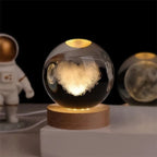 Crystal Ball Night Light – laser engraved, wooden base, warm glow