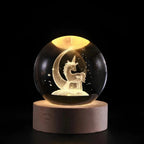 Crystal Ball Night Light – laser engraved, wooden base, warm glow