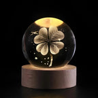 Crystal Ball Night Light – laser engraved, wooden base, warm glow