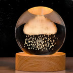 Crystal Ball Night Light – laser engraved, wooden base, warm glow