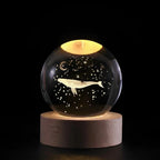 Crystal Ball Night Light – laser engraved, wooden base, warm glow