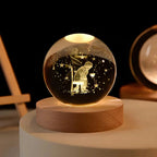 Crystal Ball Night Light – laser engraved, wooden base, warm glow