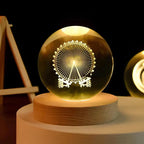 Crystal Ball Night Light – laser engraved, wooden base, warm glow