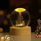 Crystal Ball Night Light – laser engraved, wooden base, warm glow