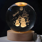 Crystal Ball Night Light – laser engraved, wooden base, warm glow