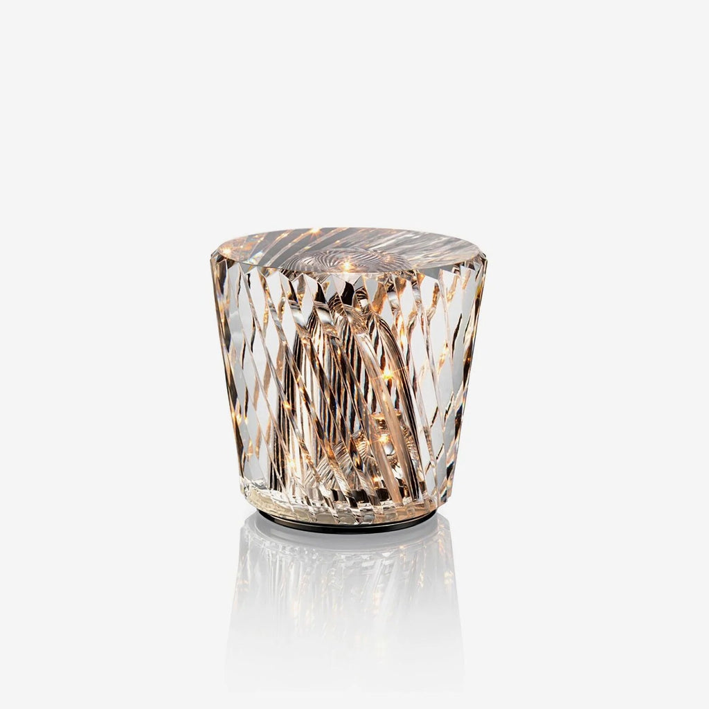 Crystal Bedside Lamp – faceted prism shade, USB rechargeable