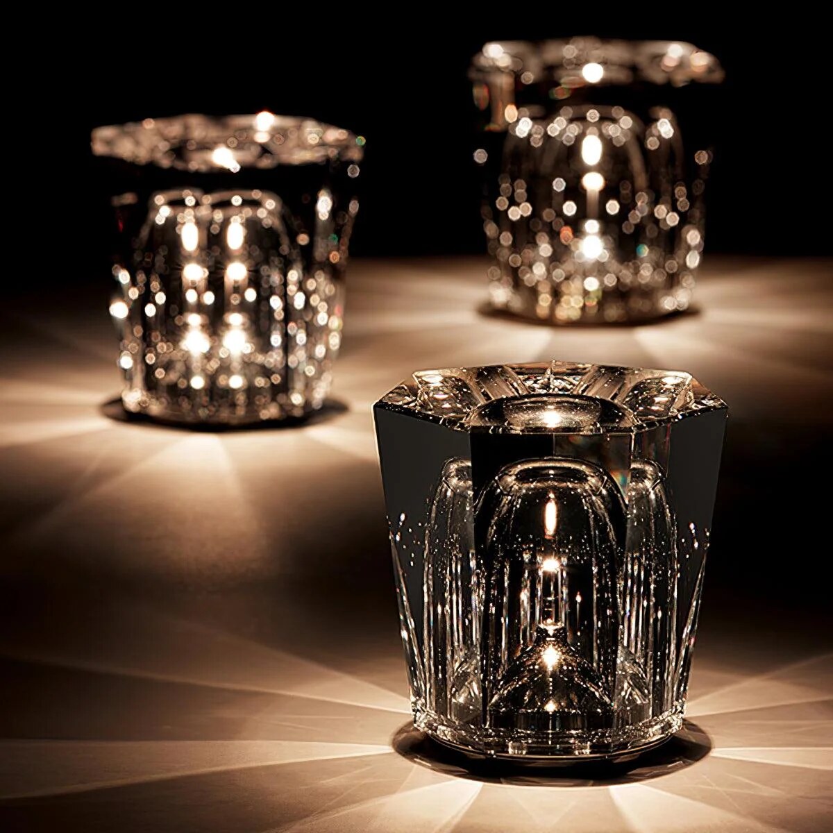 Crystal Bedside Lamp – faceted prism shade, USB rechargeable