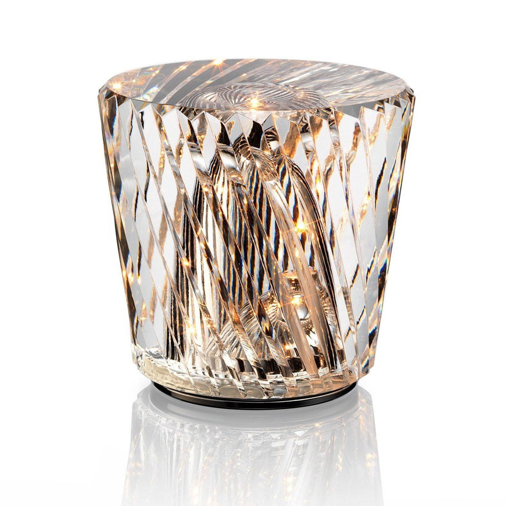 Crystal Bedside Lamp – faceted prism shade, USB rechargeable