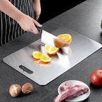 Cutting Board – double-sided, stainless steel, brushed silver