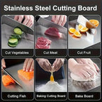 Cutting Board – double-sided, stainless steel, brushed silver