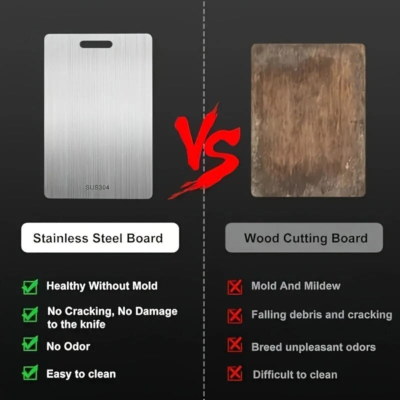 Cutting Board – double-sided, stainless steel, brushed silver