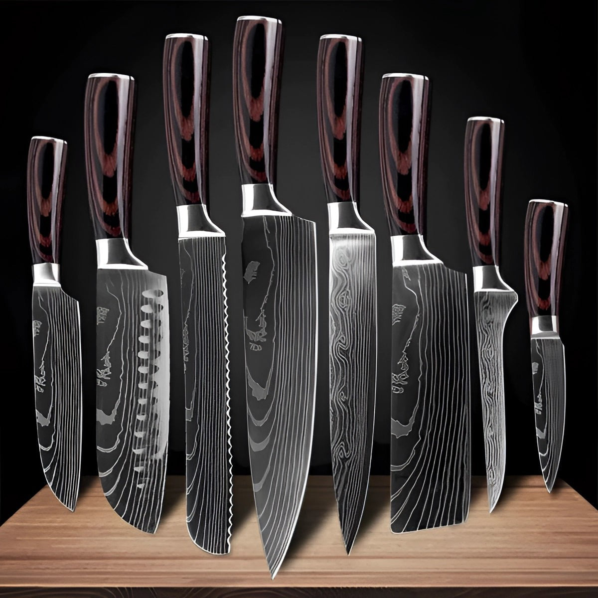 Damascus Pattern Kitchen Knives