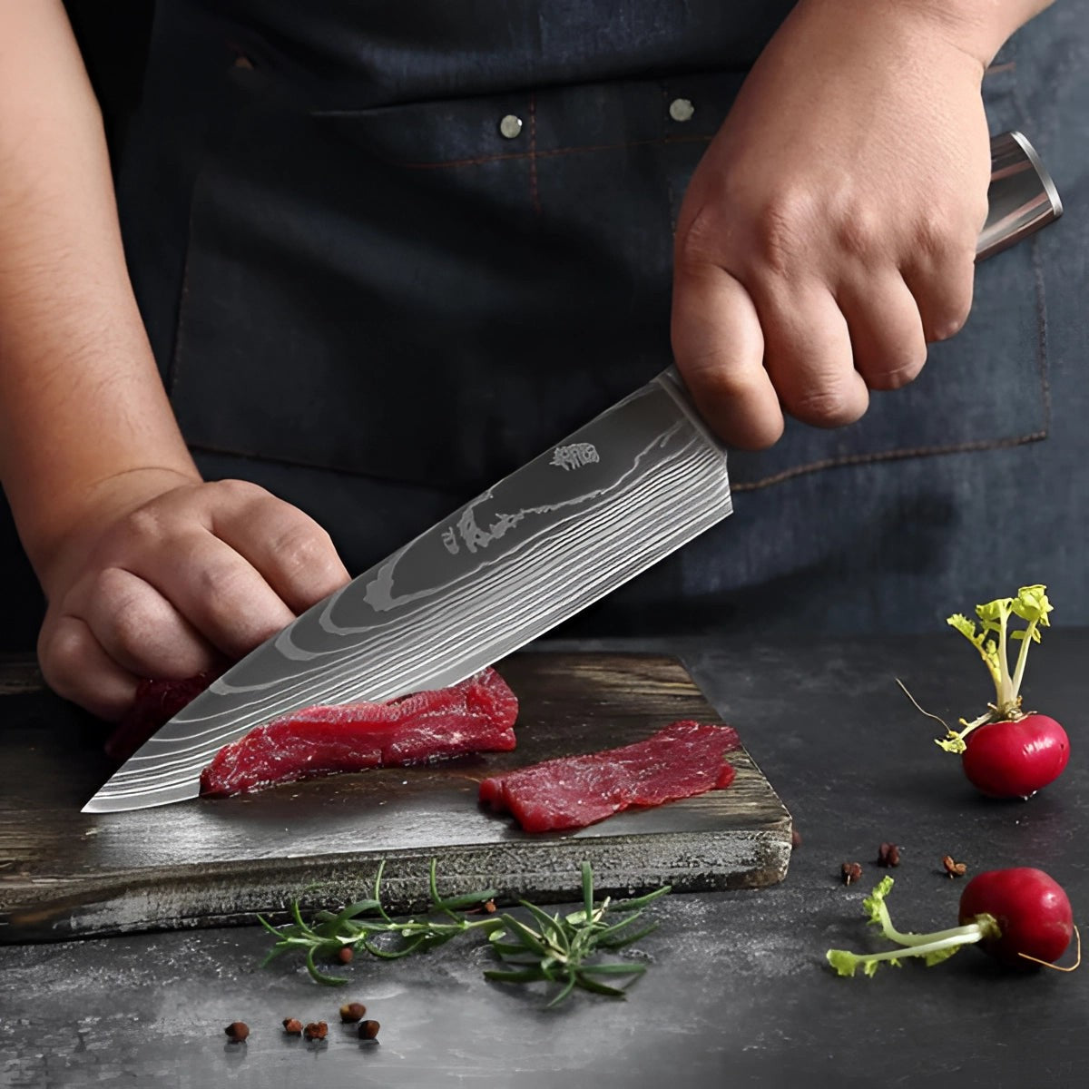 Damascus Pattern Kitchen Knives