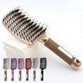 Detangler Hairbrush – soft nylon bristles, rubber grip, wet and dry