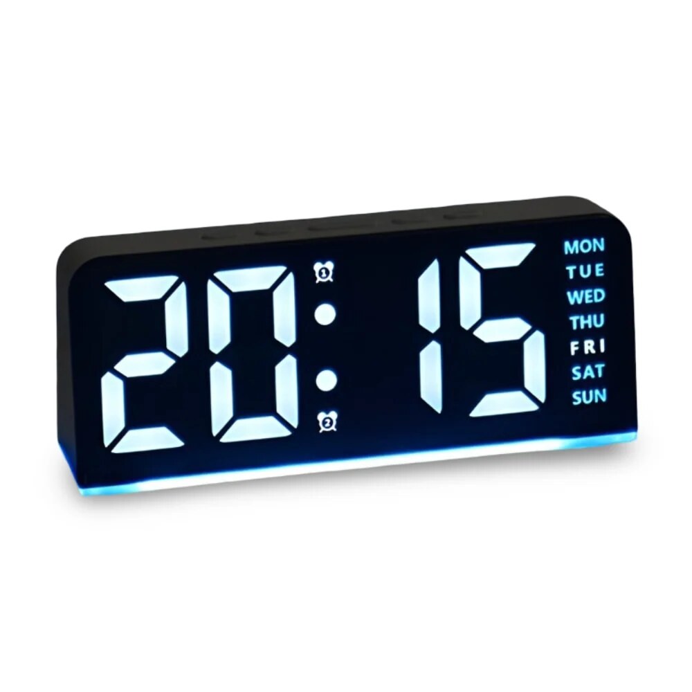 Digital LED Alarm Clock – colour night light, large display