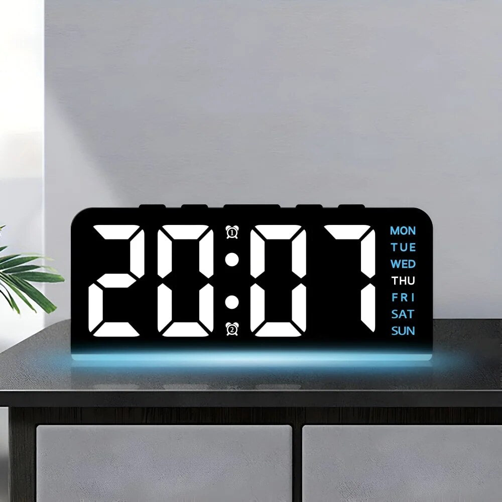 Digital LED Alarm Clock – colour night light, large display