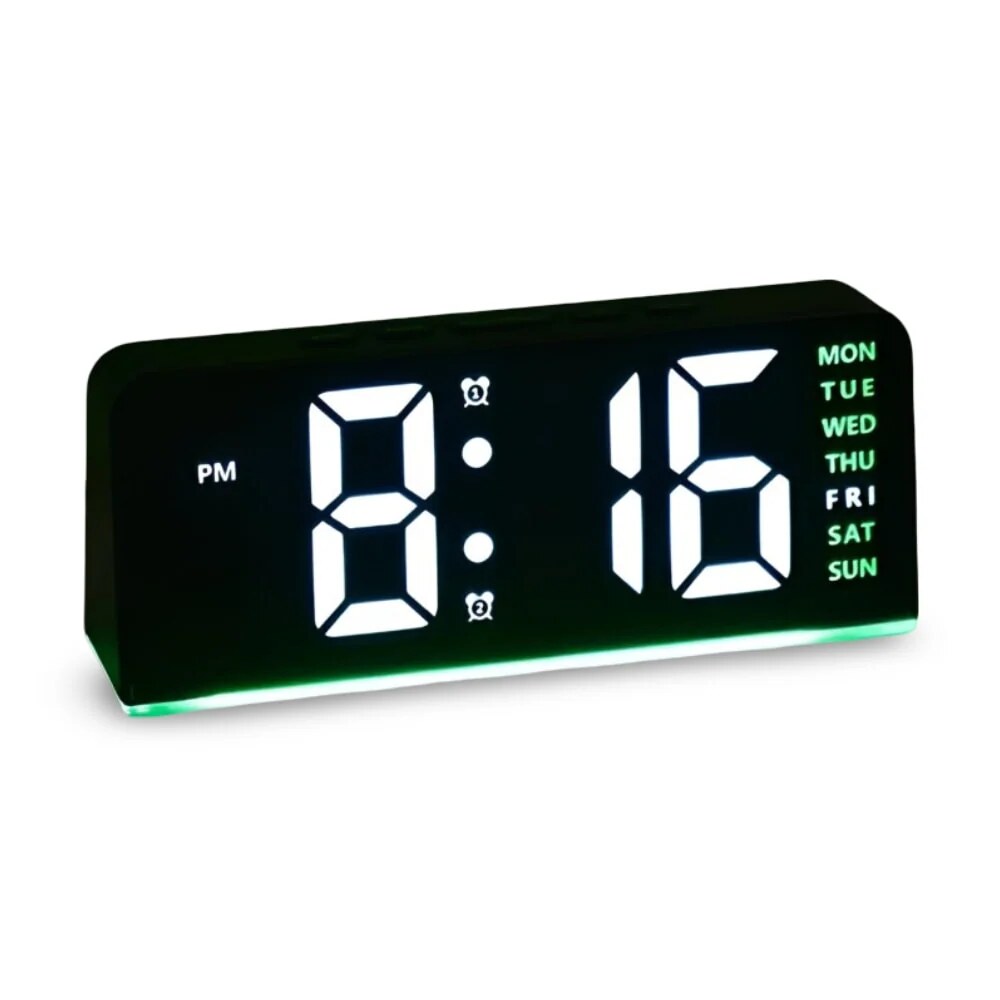 Digital LED Alarm Clock – colour night light, large display