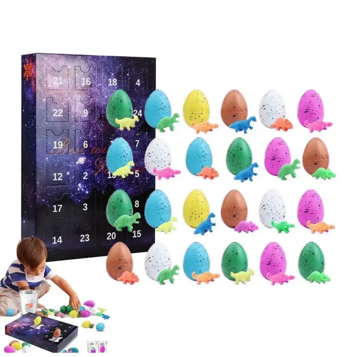 Dinosaur Advent Calendar – 24 soft rubber figures with play mat