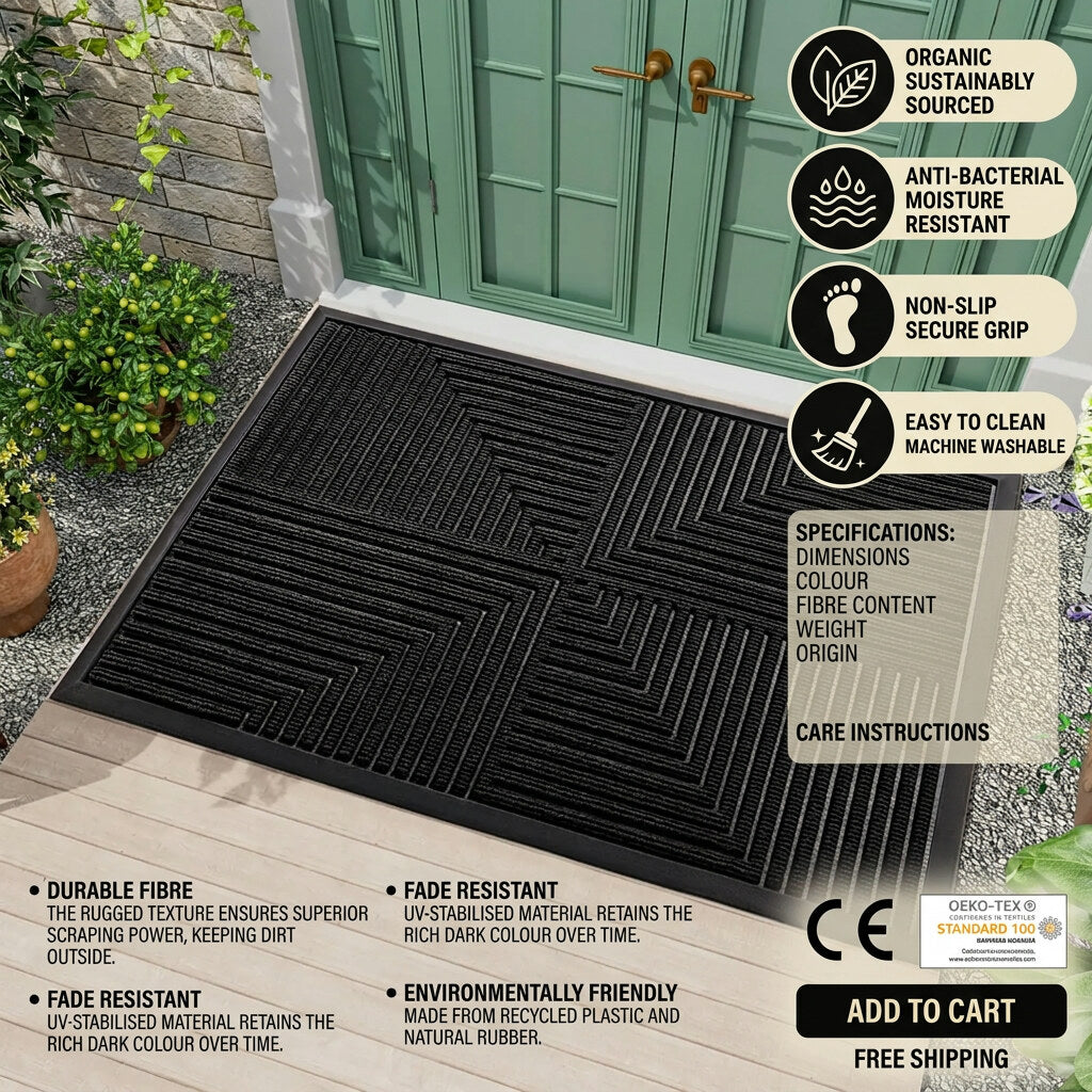Doormat – durable rubber, anti-slip underside, home entrance