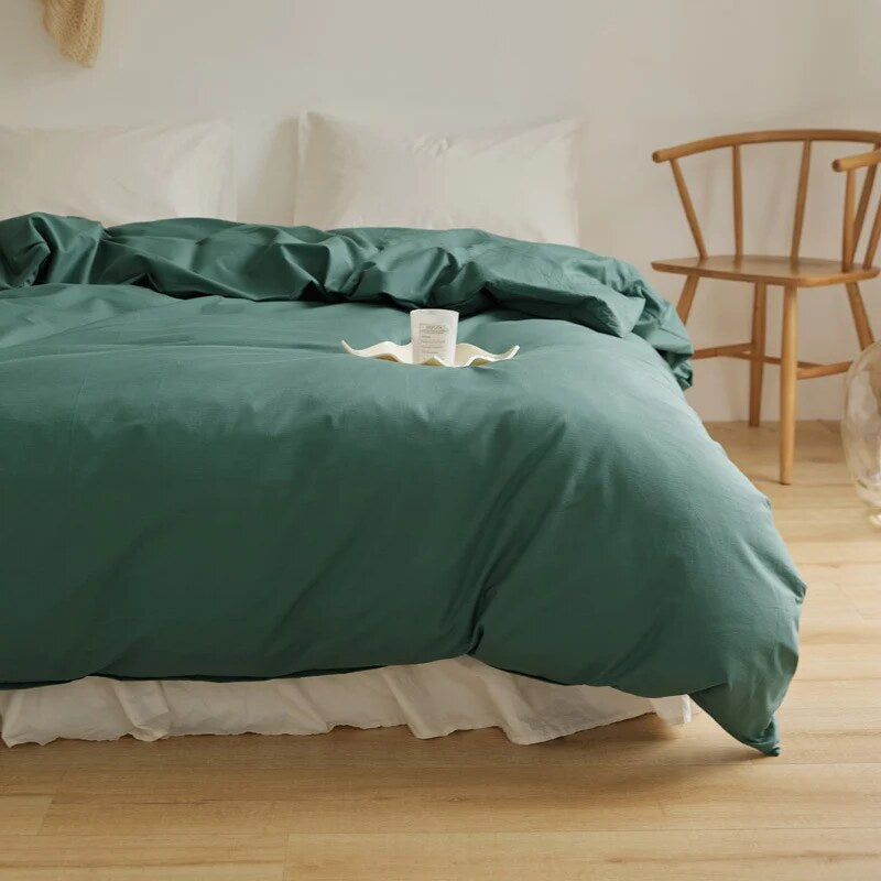 Duvet Cover Set – breathable cotton percale, reversible, hidden zip