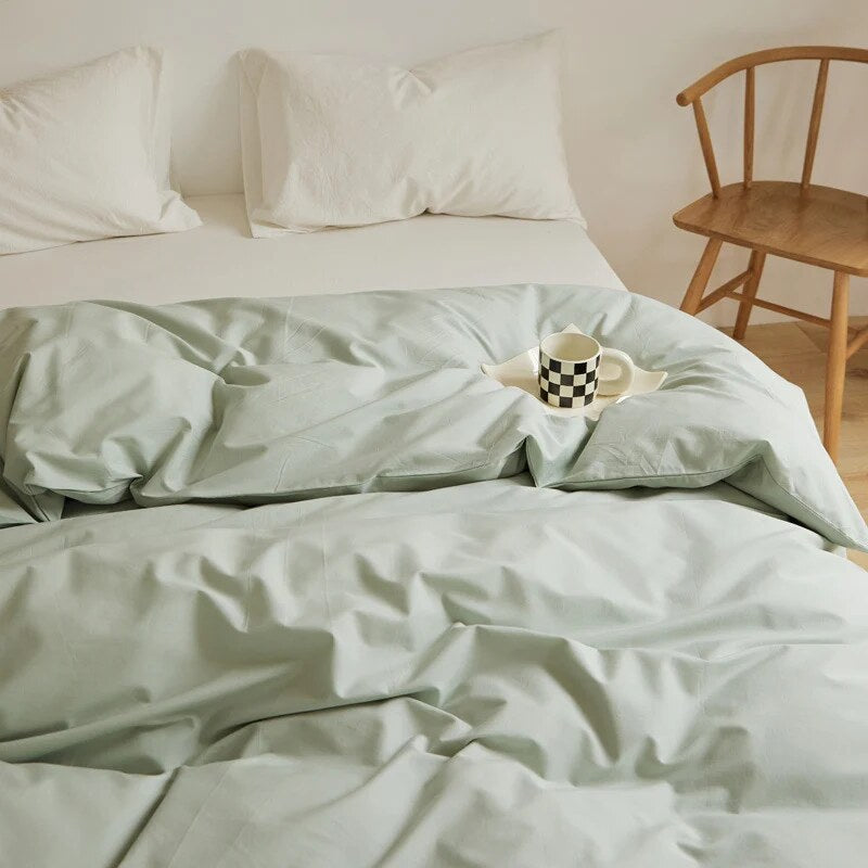 Duvet Cover Set – breathable cotton percale, reversible, hidden zip