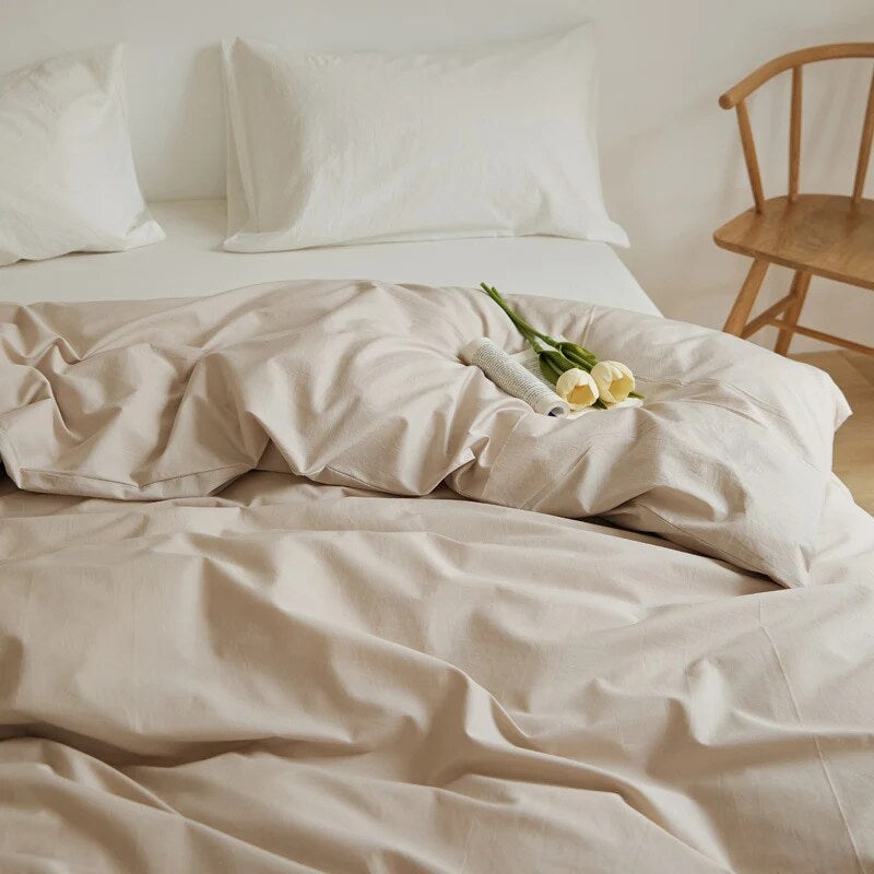 Duvet Cover Set – breathable cotton percale, reversible, hidden zip
