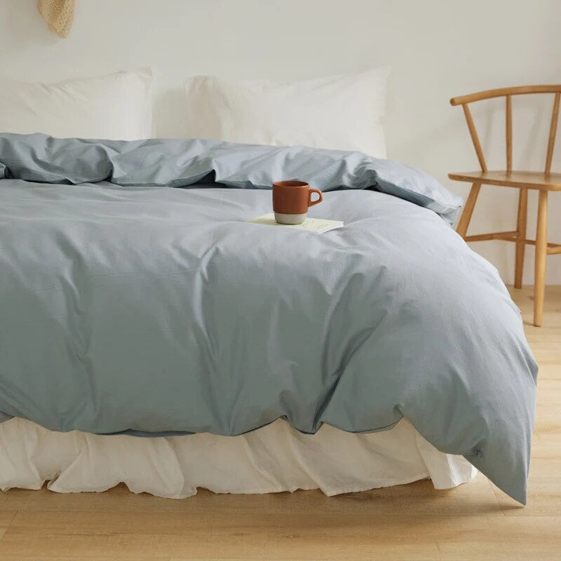 Duvet Cover Set – breathable cotton percale, reversible, hidden zip