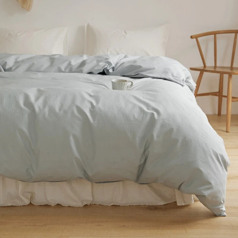 Duvet Cover Set – breathable cotton percale, reversible, hidden zip