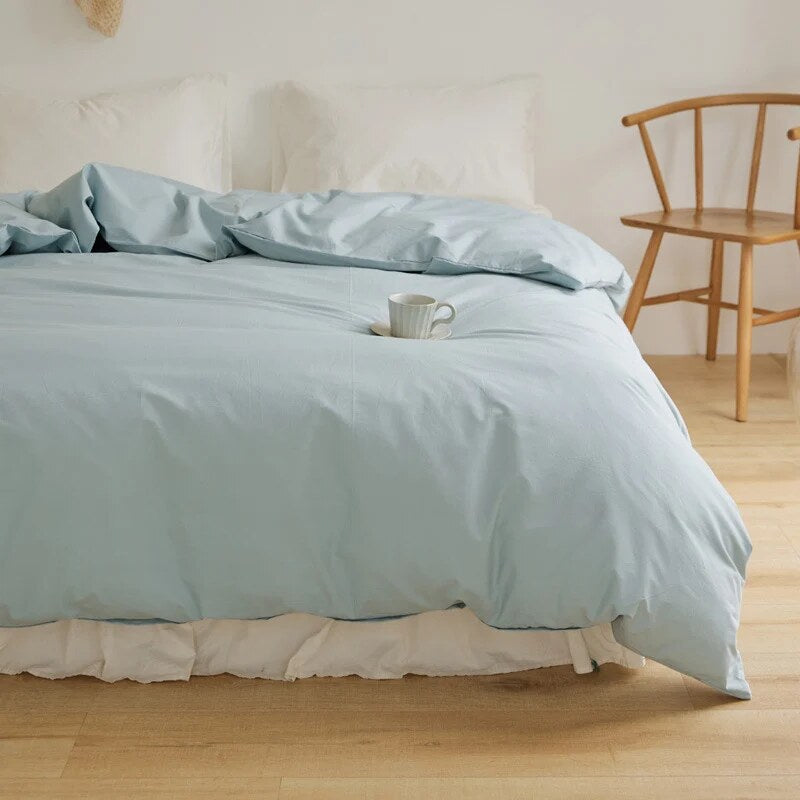 Duvet Cover Set – breathable cotton percale, reversible, hidden zip