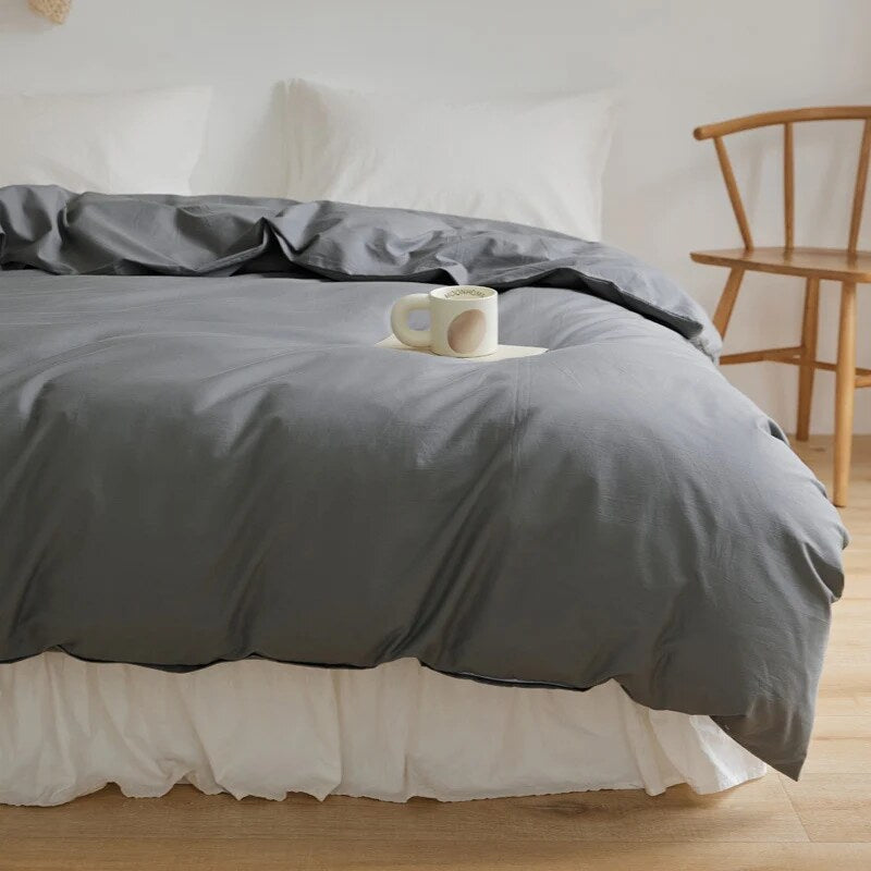 Duvet Cover Set – breathable cotton percale, reversible, hidden zip