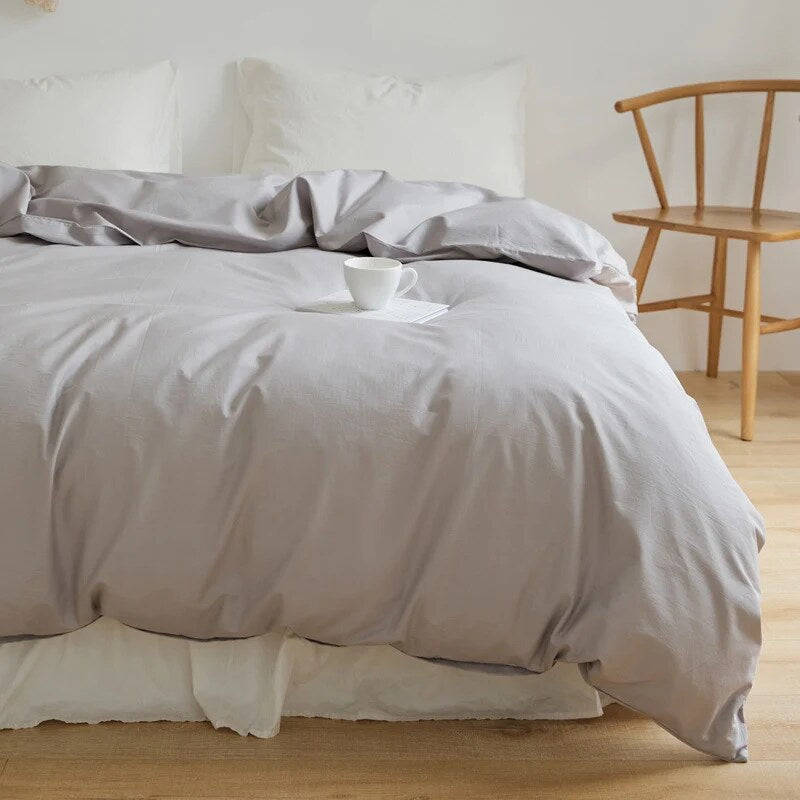 Duvet Cover Set – breathable cotton percale, reversible, hidden zip