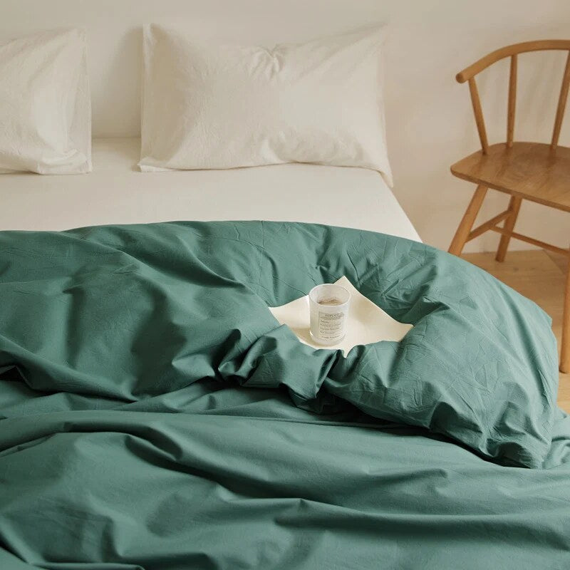 Duvet Cover Set – breathable cotton percale, reversible, hidden zip