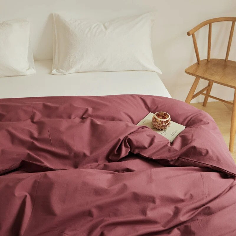 Duvet Cover Set – breathable cotton percale, reversible, hidden zip
