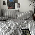 Duvet Cover Set – cotton-linen blend, reversible, fine striped
