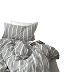 Duvet Cover Set – cotton-linen blend, reversible, fine striped